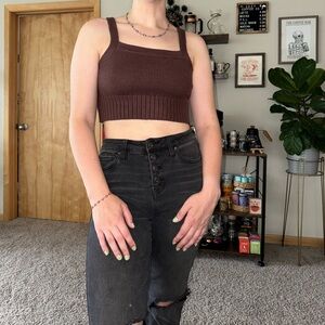 Cropped brown sweater tank top from garage